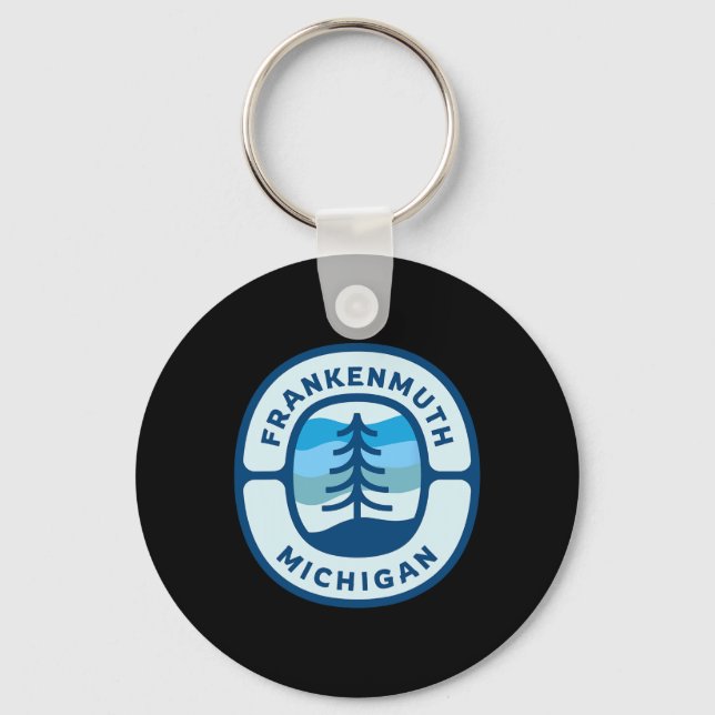 Frankenmuth Michigan Mi Retro Winter Forest Souven Key Ring (Front)