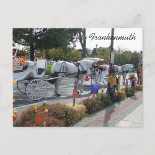frankenmuth-michigan-white-horse-buggy-carriage-fa postcard