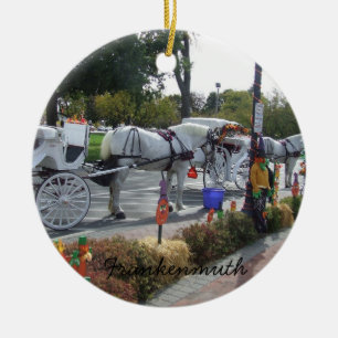 Frankenmuth Michigan White Horse Carriage Autumn Ceramic Tree Decoration