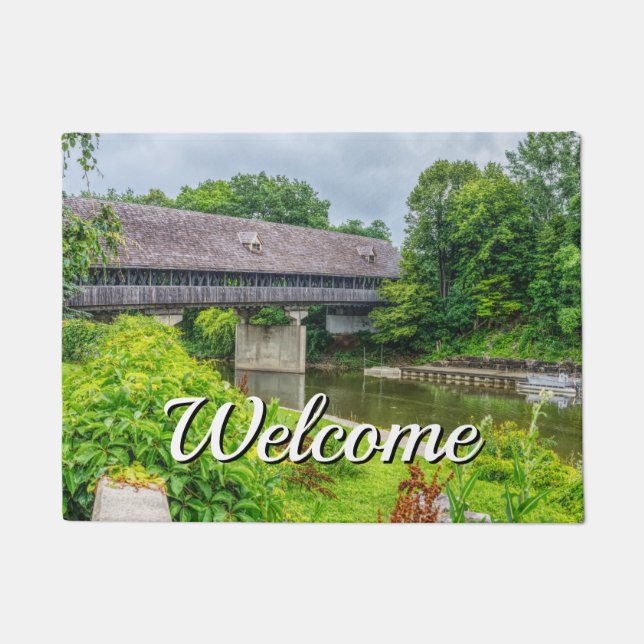 Frankenmuths Covered Bridge Welcome Doormat (Front)