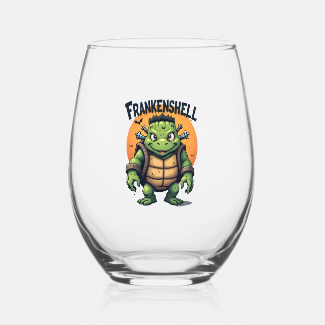 Frankenshell Turtle Stemless Wine Glass (Front)