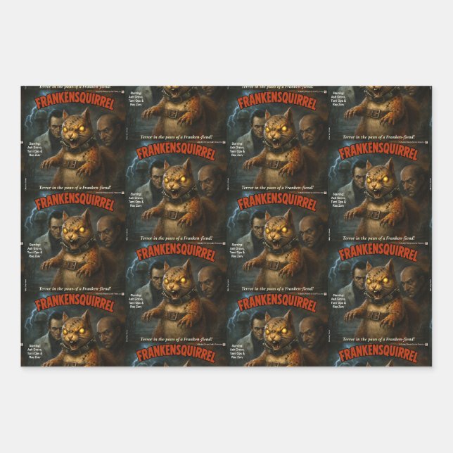 Frankensquirrel Classic Movie Parody Wrapping Paper Sheet (Front)
