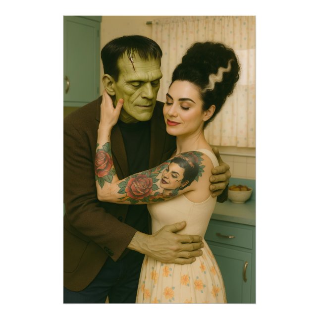 Frankenstein and Bride MCM Art Photo Print (Front)