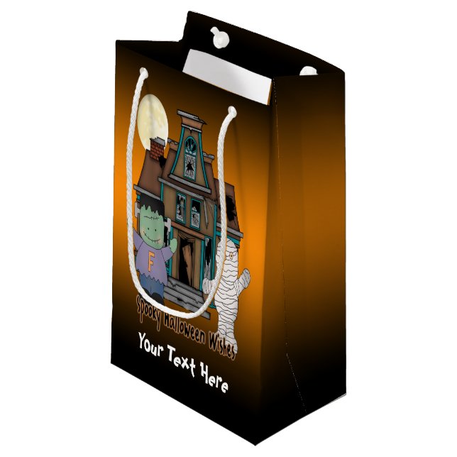 Frankenstein and Mummy Halloween Gift Bag (Front Angled)