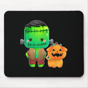 Frankenstein And Pumpkin Dog Halloween Mouse Mat