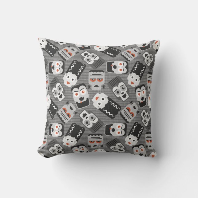Frankenstein and spooky friends - black, white and cushion (Front)