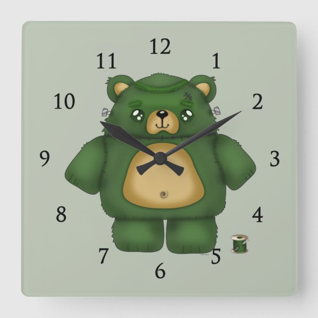 Frankenstein Bear Square Wall Clock (Front)