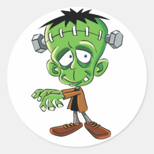 frankenstein cartoon classic round sticker