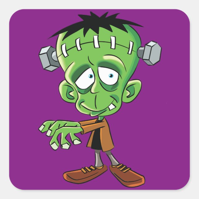 FRANKENSTEIN CARTOON SQUARE STICKER (Front)