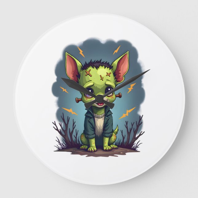 Frankenstein Chihuahua Shock Large Clock (Front)