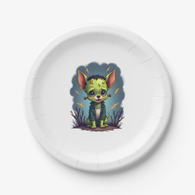 Frankenstein Chihuahua Shock Paper Plate (Front)