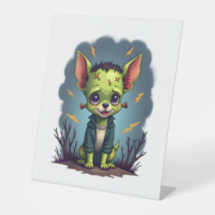 Frankenstein Chihuahua Shock Pedestal Sign