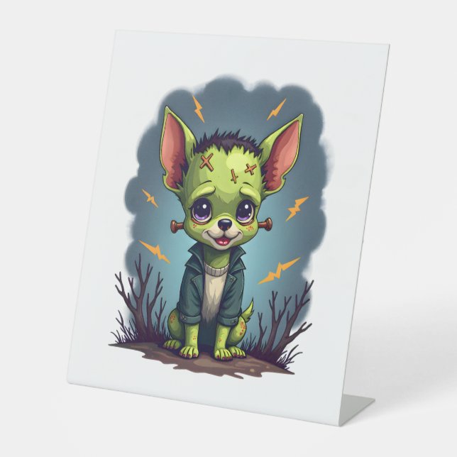 Frankenstein Chihuahua Shock Pedestal Sign (Front)
