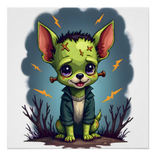 Frankenstein Chihuahua Shock Poster