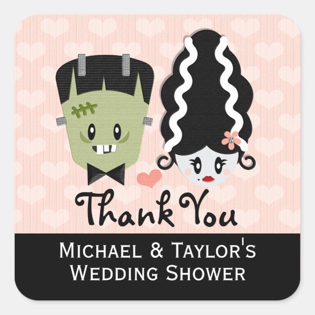 Frankenstein Couples Wedding Shower Stickers (Front)