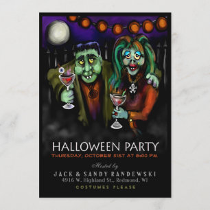 Frankenstein & Date Halloween Party Invite