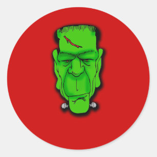 Frankenstein Face Caption it Yourself!  T shirts Classic Round Sticker