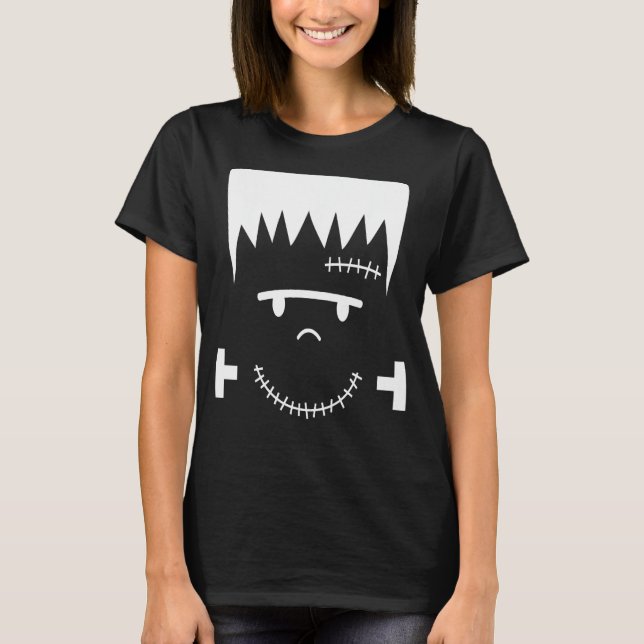 Frankenstein Face Funny Halloween Costume T-Shirt (Front)
