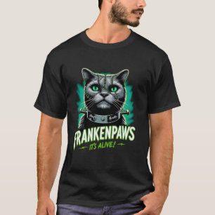 Frankenstein Frankenpaws Spooky Horror Cat Paws Ha T-Shirt
