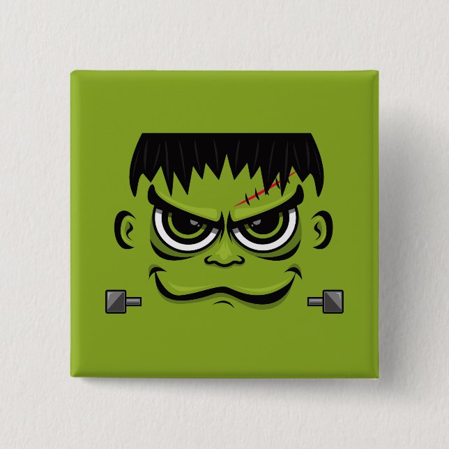 Frankenstein Halloween Face 15 Cm Square Badge (Front)
