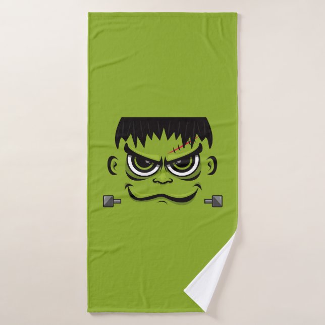 Frankenstein Halloween Face Bath Towel (Bath Towel)