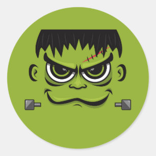 Frankenstein Halloween Face Classic Round Sticker