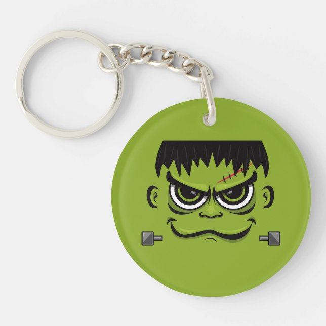 Frankenstein Halloween Face Key Ring (Front)