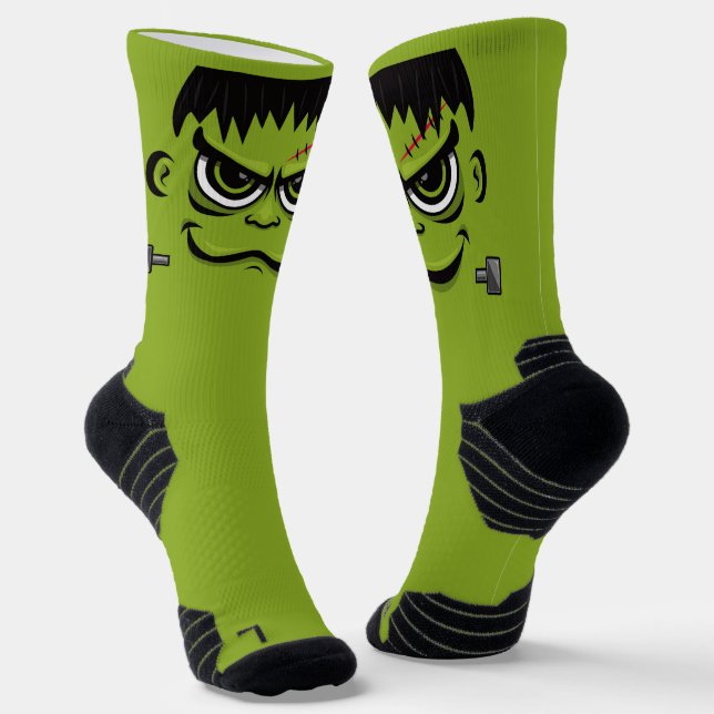 Frankenstein Halloween Face Socks (Angled)