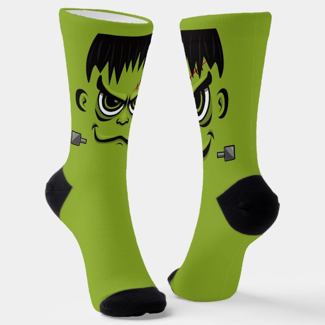 Frankenstein Halloween Face Socks (Angled)