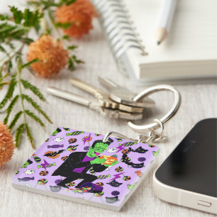 Frankenstein Halloween Illustration Creepy Cute Key Ring