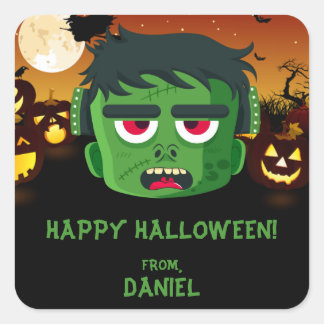 Frankenstein Halloween Square Sticker