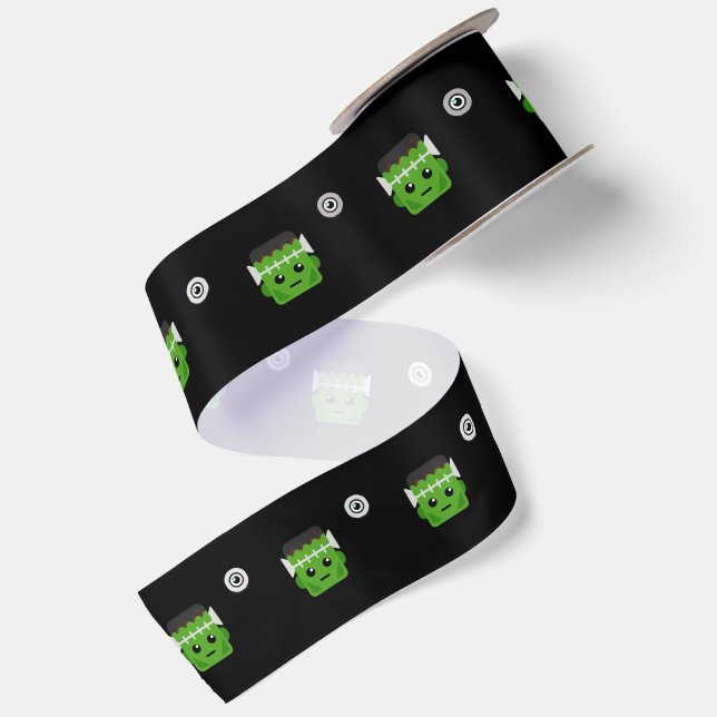 FRANKENSTEIN HEAD PATTERN SATIN RIBBON (Front+Back)