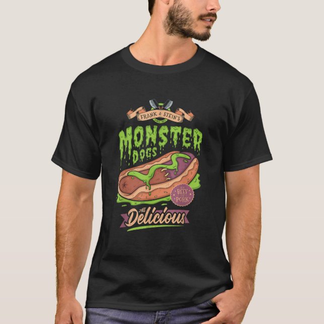 Frankenstein Hotdog Funny Lazy Costume Halloween T T-Shirt (Front)
