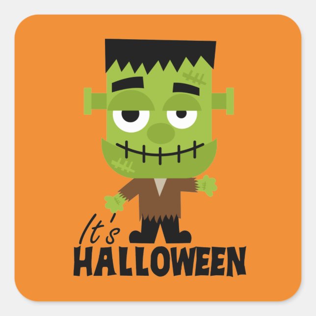 Frankenstein It's Halloween Square Sticker (Front)