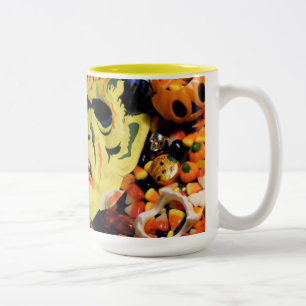 Frankenstein mask candy Two-Tone coffee mug