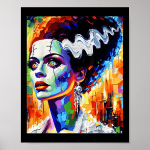 Frankenstein Monster And Bride Halloween Matching Poster