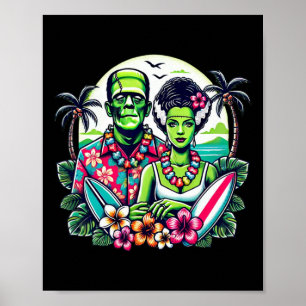Frankenstein Monster And Bride Tropical Hawaiian B Poster