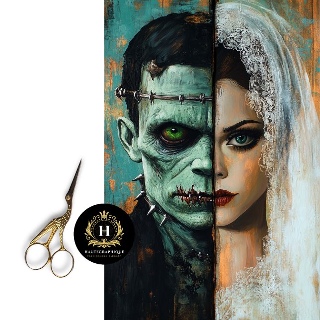 Frankenstein Monster Bride Groom Wedding Decoupage Tissue Paper (Creator Uploaded)