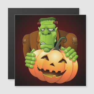 Frankenstein Monster Cartoon with Pumpkin