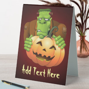 Frankenstein Monster Cartoon with Pumpkin