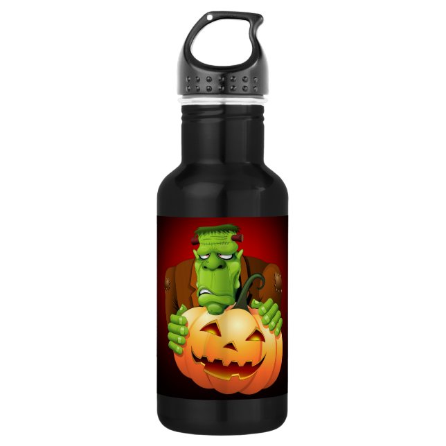 Frankenstein Monster Cartoon with Pumpkin 532 Ml Water Bottle (Front)