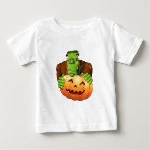 Frankenstein Monster Cartoon with Pumpkin Baby T-Shirt