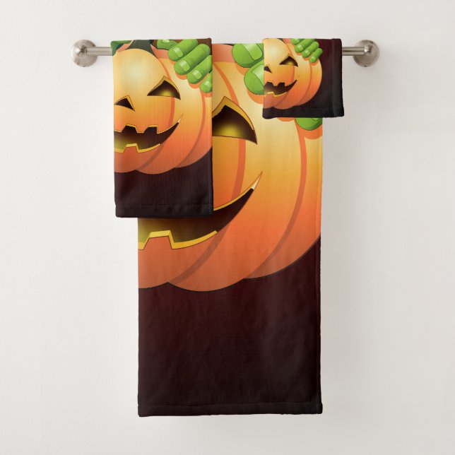 Frankenstein Monster Cartoon with Pumpkin Bath Towel Set (Insitu)