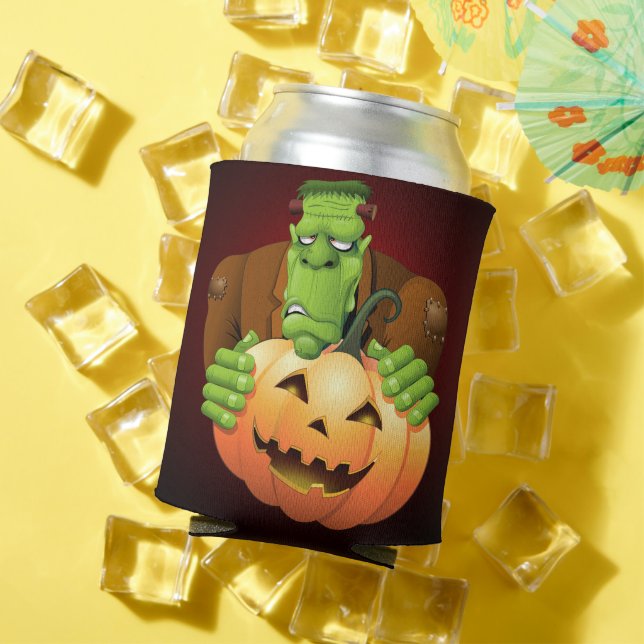 Frankenstein Monster Cartoon with Pumpkin Can Cooler (In Situ Summer)