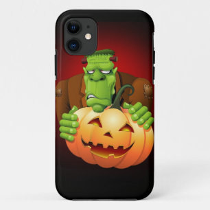 Frankenstein Monster Cartoon with Pumpkin iPhone 11 Case