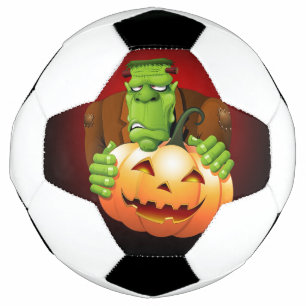 Frankenstein Monster Cartoon with Pumpkin Football