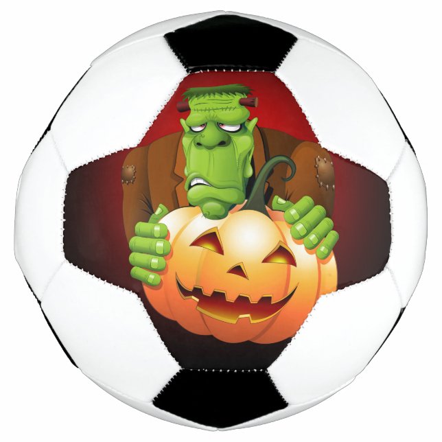 Frankenstein Monster Cartoon with Pumpkin Football (Front)