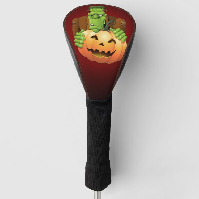 Frankenstein Monster Cartoon with Pumpkin Golf Head Cover (Front)