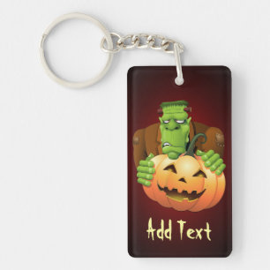 Frankenstein Monster Cartoon with Pumpkin Key Ring