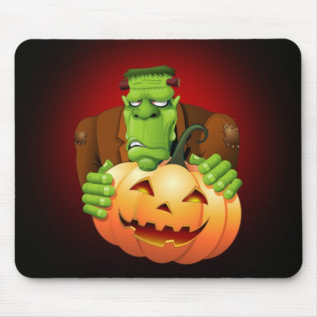 Frankenstein Monster Cartoon with Pumpkin Mouse Mat (Front)